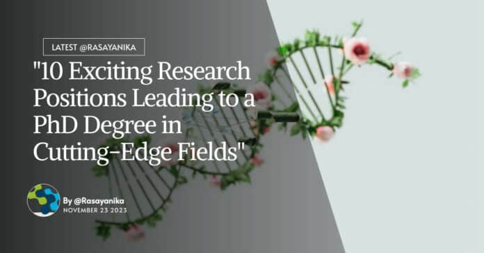 "10 Exciting Research Positions Leading to a PhD Degree in Cutting-Edge Fields"