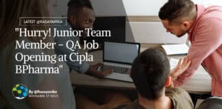 "Hurry! Junior Team Member - QA Job Opening at Cipla BPharma"