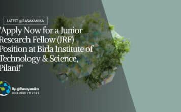 "Apply Now for a Junior Research Fellow (JRF) Position at Birla Institute of Technology & Science, Pilani!"