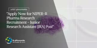 "Apply Now for NIPER-R Pharma Research Recruitment - Junior Research Assistant (JRA) Post"