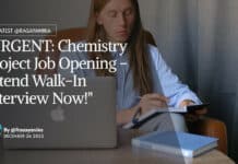 "URGENT: Chemistry Project Job Opening - Attend Walk-In Interview Now!"