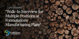 "Walk-In Interview for Multiple Positions at Formulations Manufacturing Plant"