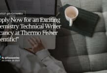 "Apply Now for an Exciting Chemistry Technical Writer Vacancy at Thermo Fisher Scientific!"