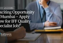 "Exciting Opportunity in Mumbai - Apply Now for IFF Quality Specialist Job!"