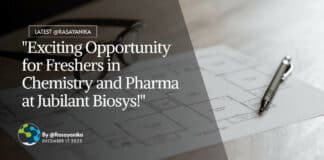 Freshers Trainee Research Job at Jubilant Biosys - Chemistry & Pharma