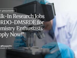 "Walk-In Research Jobs at DRDO-DMSRDE for Chemistry Enthusiasts - Apply Now!"