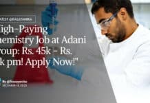 "High-Paying Chemistry Job at Adani Group: Rs. 45k - Rs. 52k pm! Apply Now!"