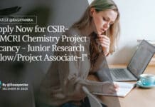 "Apply Now for CSIR-CSMCRI Chemistry Project Vacancy - Junior Research Fellow/Project Associate-I"