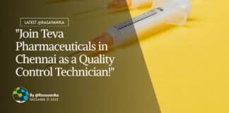 "Join Teva Pharmaceuticals in Chennai as a Quality Control Technician!"