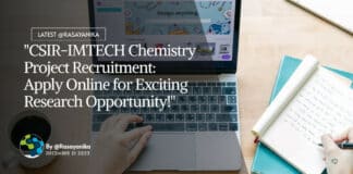 "CSIR-IMTECH Chemistry Project Recruitment: Apply Online for Exciting Research Opportunity!"