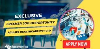 FRESHERS JOB at Aculife Healthcare