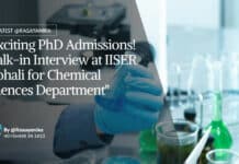 "Exciting PhD Admissions! Walk-in Interview at IISER Mohali for Chemical Sciences Department"