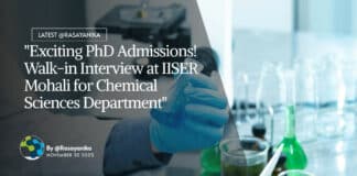"Exciting PhD Admissions! Walk-in Interview at IISER Mohali for Chemical Sciences Department"