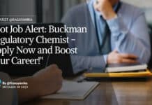 "Hot Job Alert: Buckman Regulatory Chemist - Apply Now and Boost Your Career!"