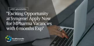 "Exciting Opportunity at Syngene! Apply Now for MPharma Vacancies with 6 months Exp"