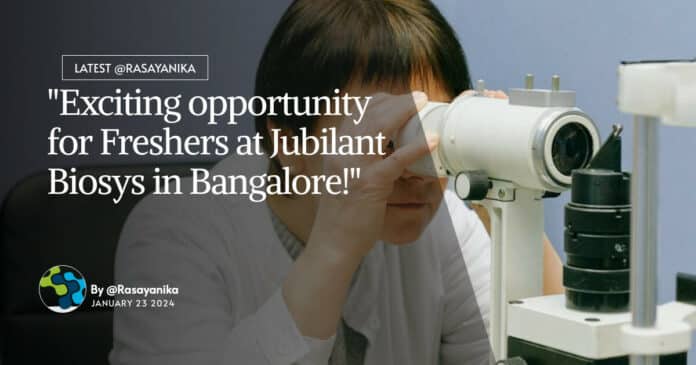 Freshers Trainee Pharma Job at Jubilant Biosys, Apply Online