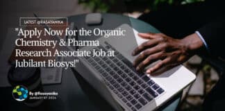 "Apply Now for the Organic Chemistry & Pharma Research Associate Job at Jubilant Biosys!"