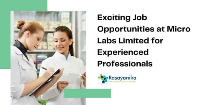 Micro Labs Pharma Jobs - BPharma & MPharma Apply
