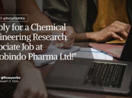 "Apply for a Chemical Engineering Research Associate Job at Aurobindo Pharma Ltd!"