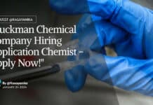 "Buckman Chemical Company Hiring Application Chemist - Apply Now!"