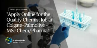 "Apply Online for the Quality Chemist Job at Colgate-Palmolive - MSc Chem/Pharma"