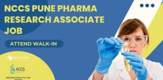 NCCS Pune Pharma Research Associate Job