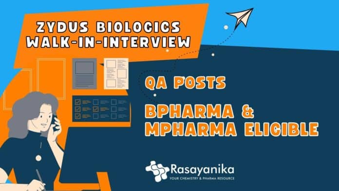 Zydus Biologics Walk-In-Interview