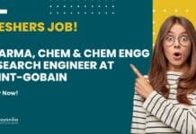 Saint-Gobain Freshers Job! MPharma Apply For Research Engineer Role