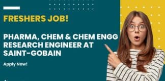 Saint-Gobain Freshers Job! MPharma Apply For Research Engineer Role