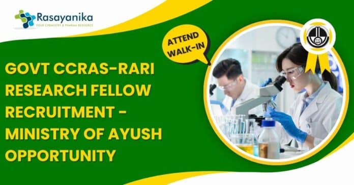 Govt CCRAS-RARI Research Fellow Recruitment