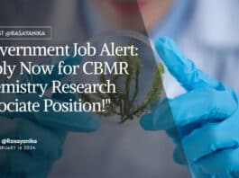 "Government Job Alert: Apply Now for CBMR Chemistry Research Associate Position!"