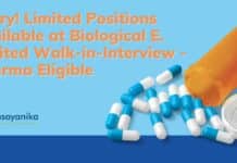 Pharma Jobs at Biological E.