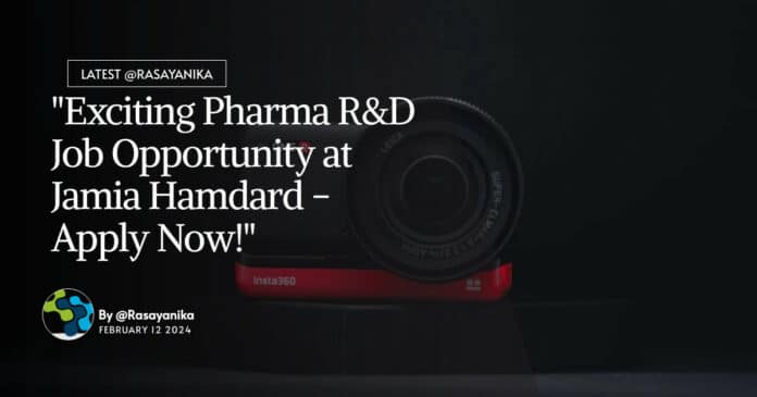 "Exciting Pharma R&D Job Opportunity at Jamia Hamdard - Apply Now!"