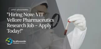 "Hiring Now: VIT Vellore Pharmaceutics Research Job - Apply Today!"