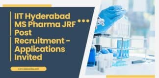 IIT Hyderabad MS Pharma JRF Pos