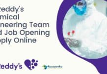 Dr. Reddy's Chemical Engineering Team Lead Job Opening - Apply Online