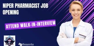 NIPER Pharmacist Job Opening