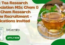 Tea Research Association Chemistry Job