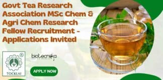 Tea Research Association Chemistry Job