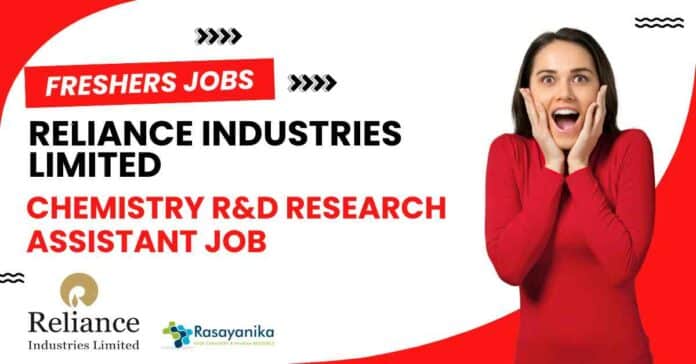 Freshers Chemistry R&D Assistant