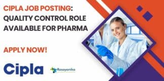 Cipla Pharma QC Job Opening