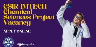 CSIR-IMTECH Chemical Sciences Project Vacancy - Apply Online