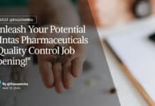 "Unleash Your Potential at Intas Pharmaceuticals - Quality Control Job Opening!"