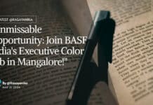 "Unmissable Opportunity: Join BASF India's Executive Color Lab in Mangalore!"