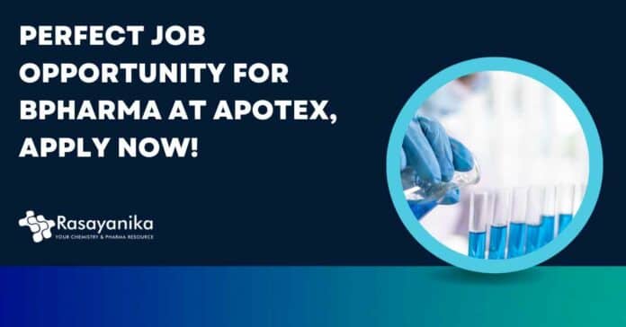 BPharma QC Job at Apotex - Apply Online Now