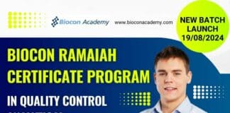 Biocon Ramaiah Certificate Program in Quality Control Analytical Batch 6