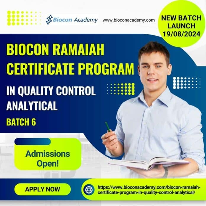 Biocon Ramaiah Certificate Program in Quality Control Analytical Batch 6