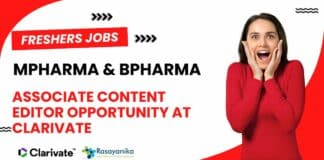 Freshers Pharma Job Openings