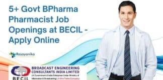 Govt BPharma Pharmacist Job Openings