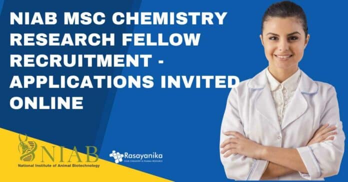 NIAB MSc Chemistry Research Fellow Recruitment
